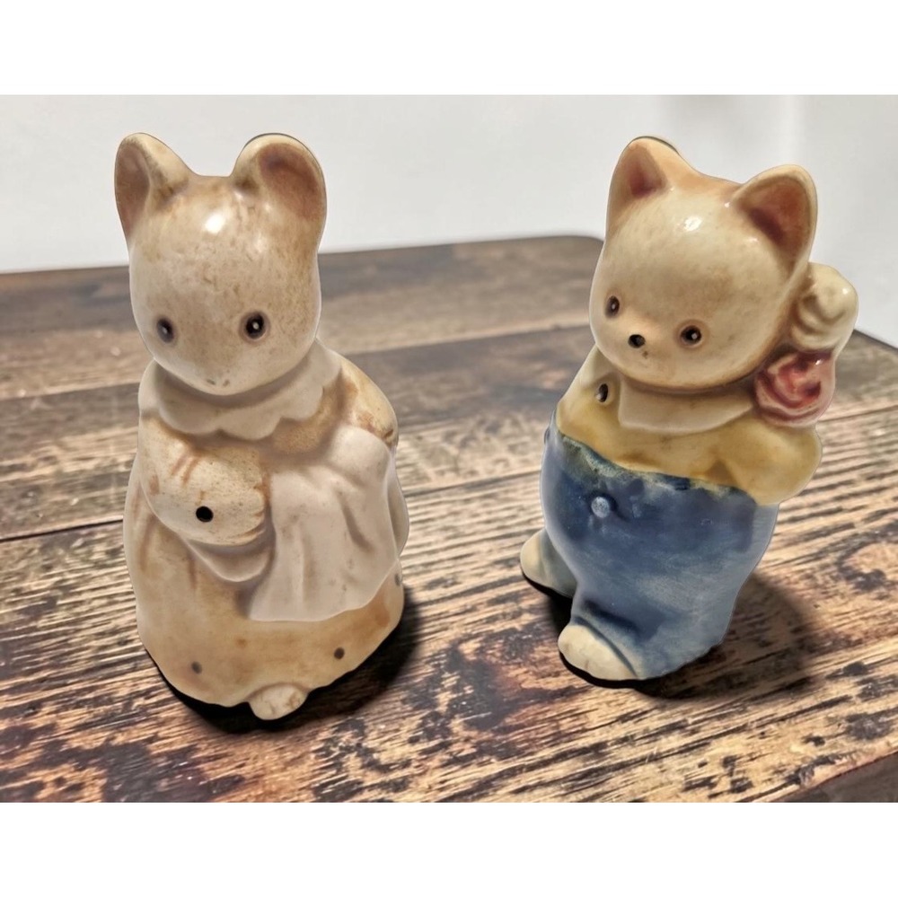 Takahashi Porcelain Small Kitchen Mouse Set Of 2 - Vintage Japan 1980's